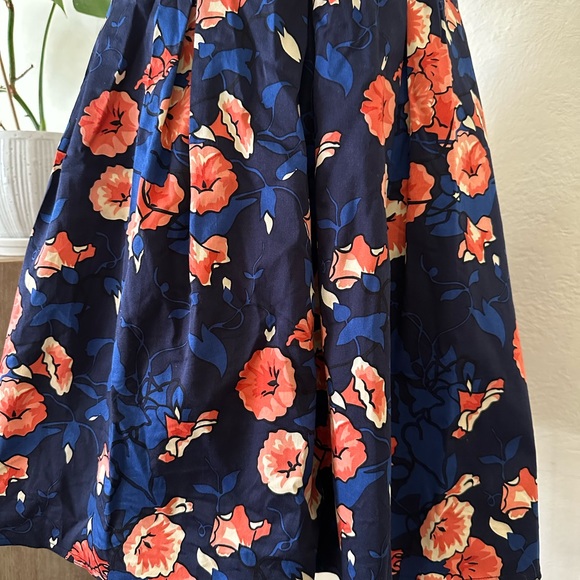 Kay Unger Strapless Dress Blue Coral Floral Pockets Tropical Mexican Wedding - Picture 3 of 9
